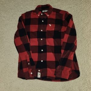Abercrombie Red and Black Plaid long sleeved shirt